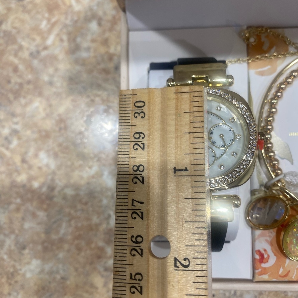 NWT Alexis Bendel Gold and Black Watch with Opal Bracelet Set - Picture 4 of 7
